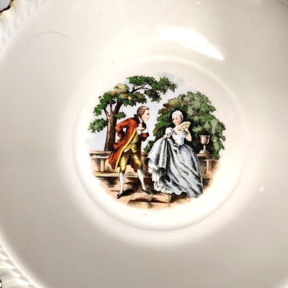 The Harker Pottery Company Courting Couple 2 Small Bowls  6" 22 Kt Gold Trim - Picture 2 of 5